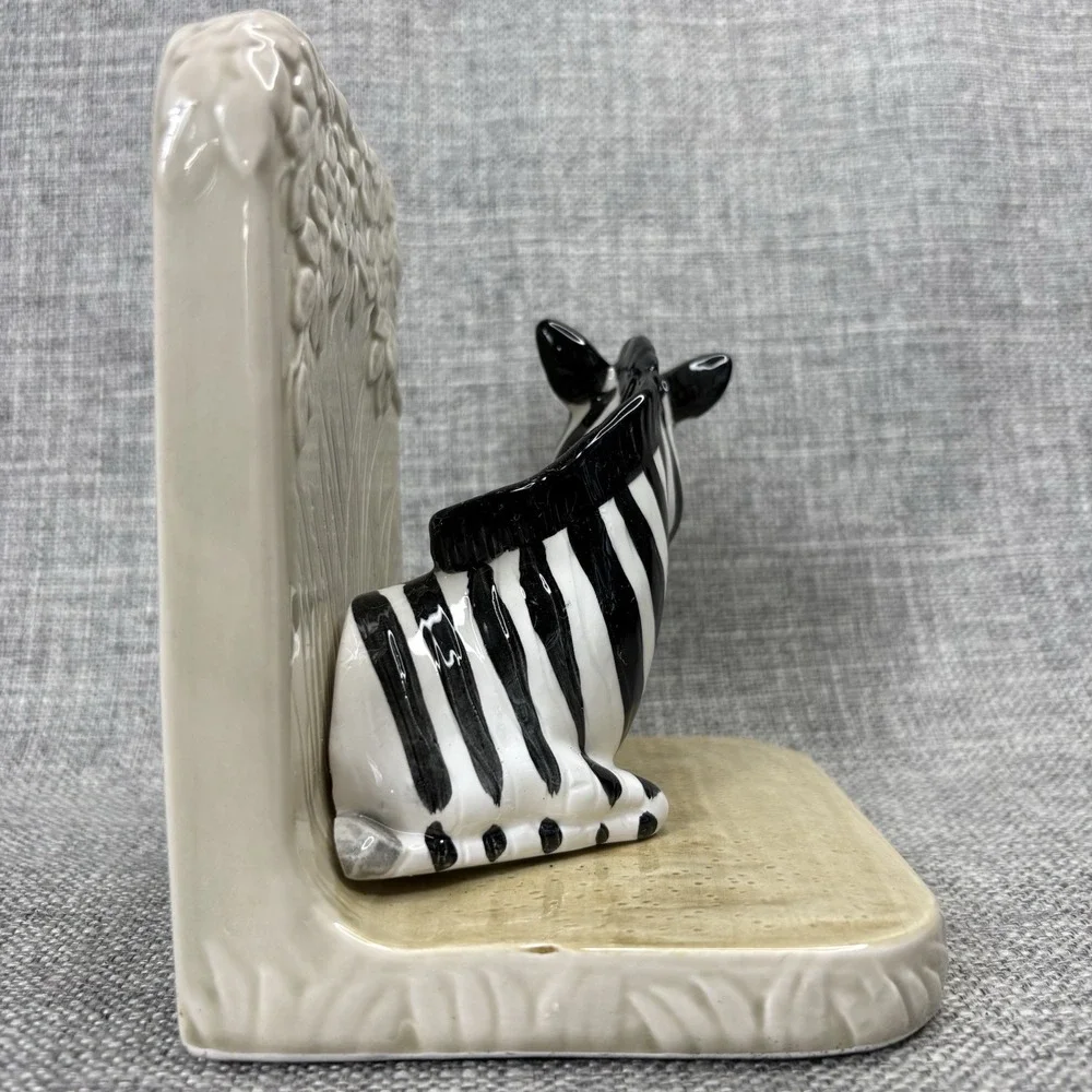 Vintage Quon-Quon Japan Ceramic Zebra Single Bookend Safari Decor 1980s‎ MCMLXXX